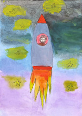 3 место «Первый полет в космос Юрия Гагарина» Веденина Варвара 9 лет